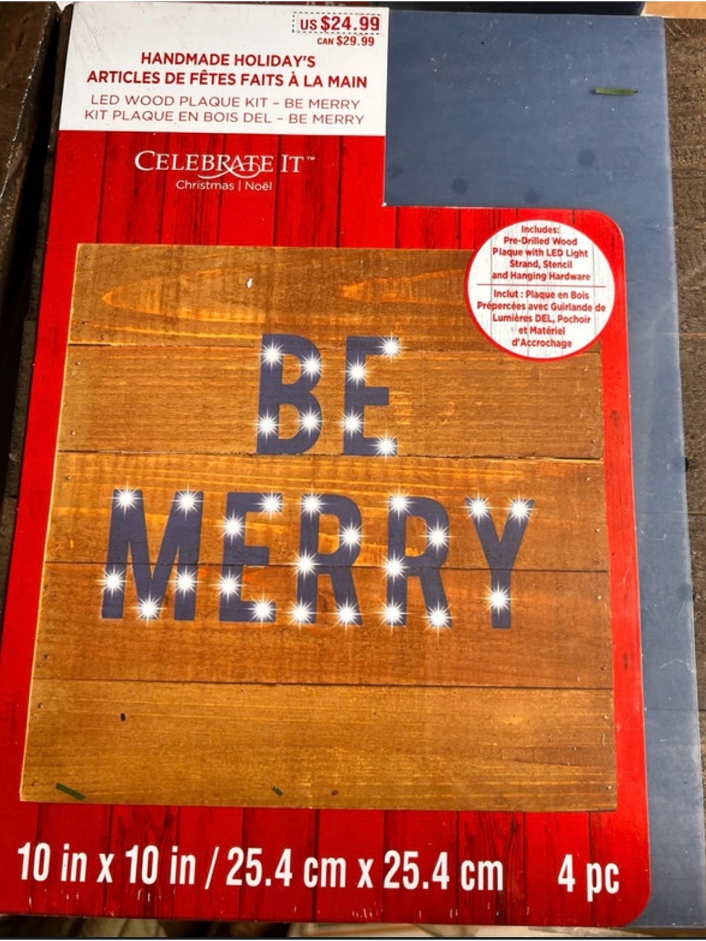 Celebrate It Lighted Wood Be Merry Holiday Wall Decor Christmas Craft Kit